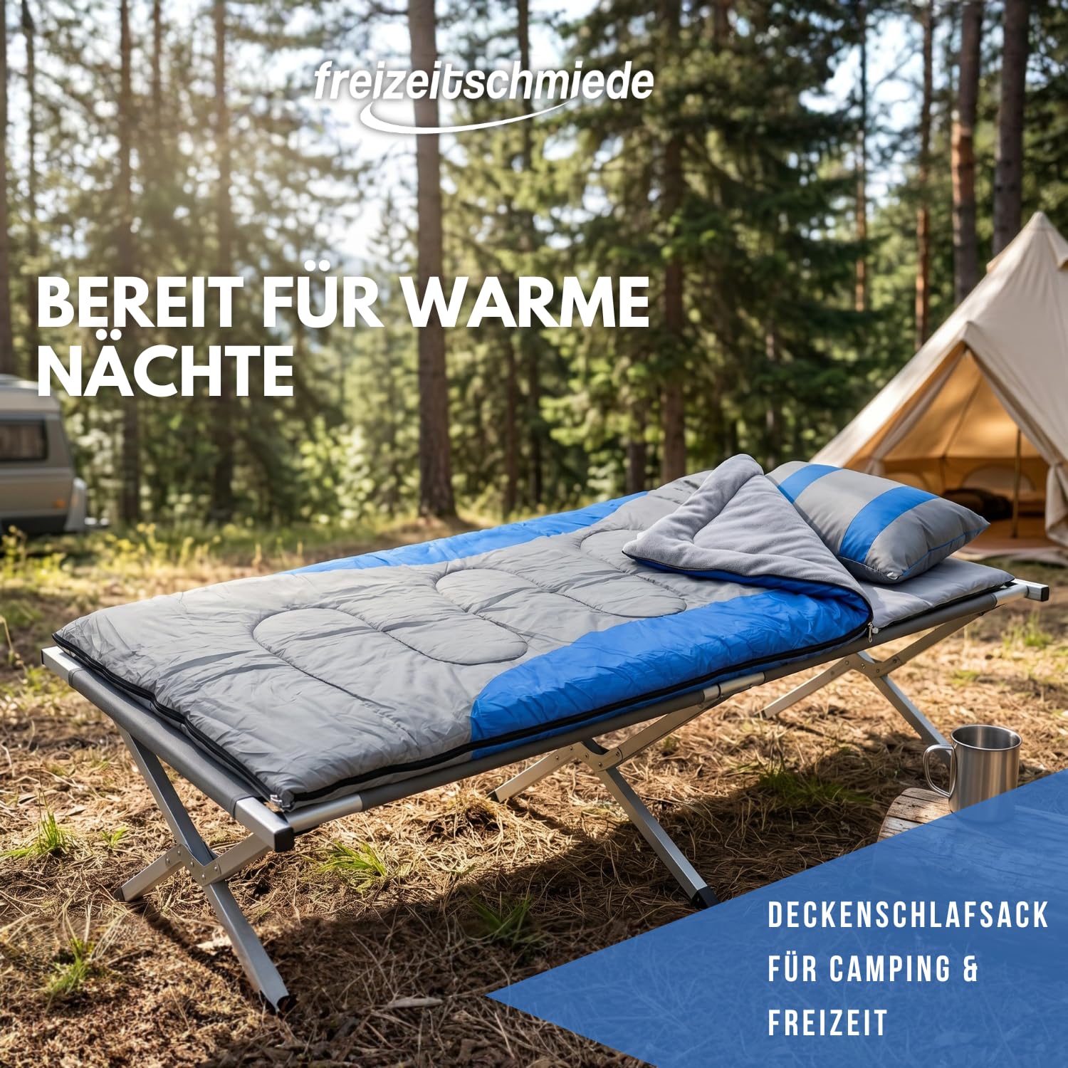 Deckenschlafsack Erwachsene -5C bis 15C Camping 77 x 202,5 cm – Schlafsack Camping als Decke nutzbar, 190T Polyester Pongee, beidseitiger Reißverschluss, Kopfteil zusammenraffbar
