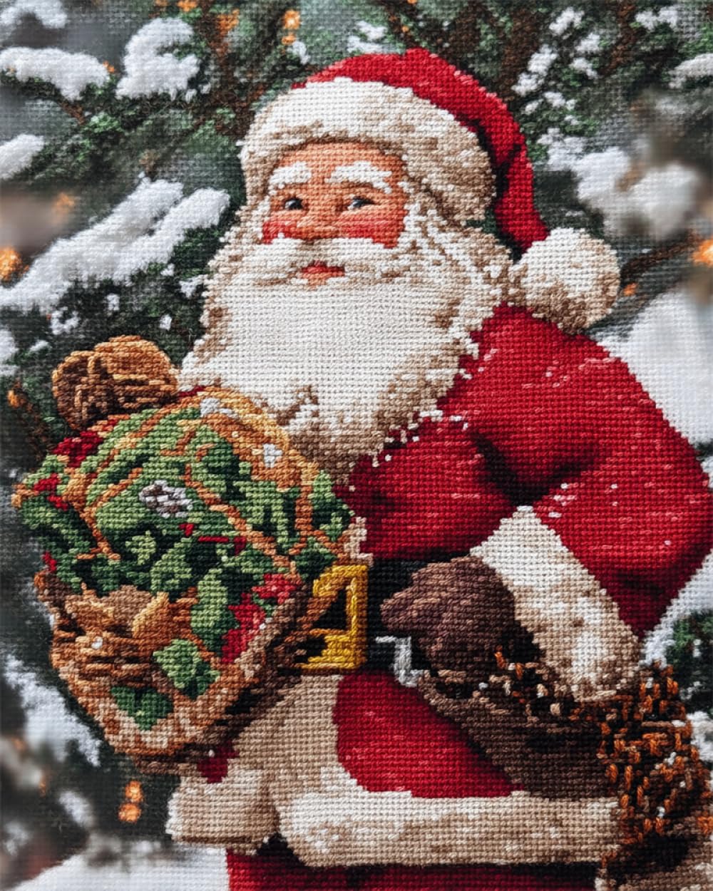 N.LANSHAN 11CT Kit De Bordado Estampado Dibujos Animados De Papá Noel Juego De Bordado Preimpreso, Arte De Bordado A Mano Para Bricolaje, Kits De Punto De Cruz Estampado Para Principiantes 80x100cm