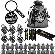 Yinkin 108 Pcs Employee Appreciation Gifts Set Coworker Gifts 36 Keychain 36 Organza Bags and 36 Thank You Cards for Coworker