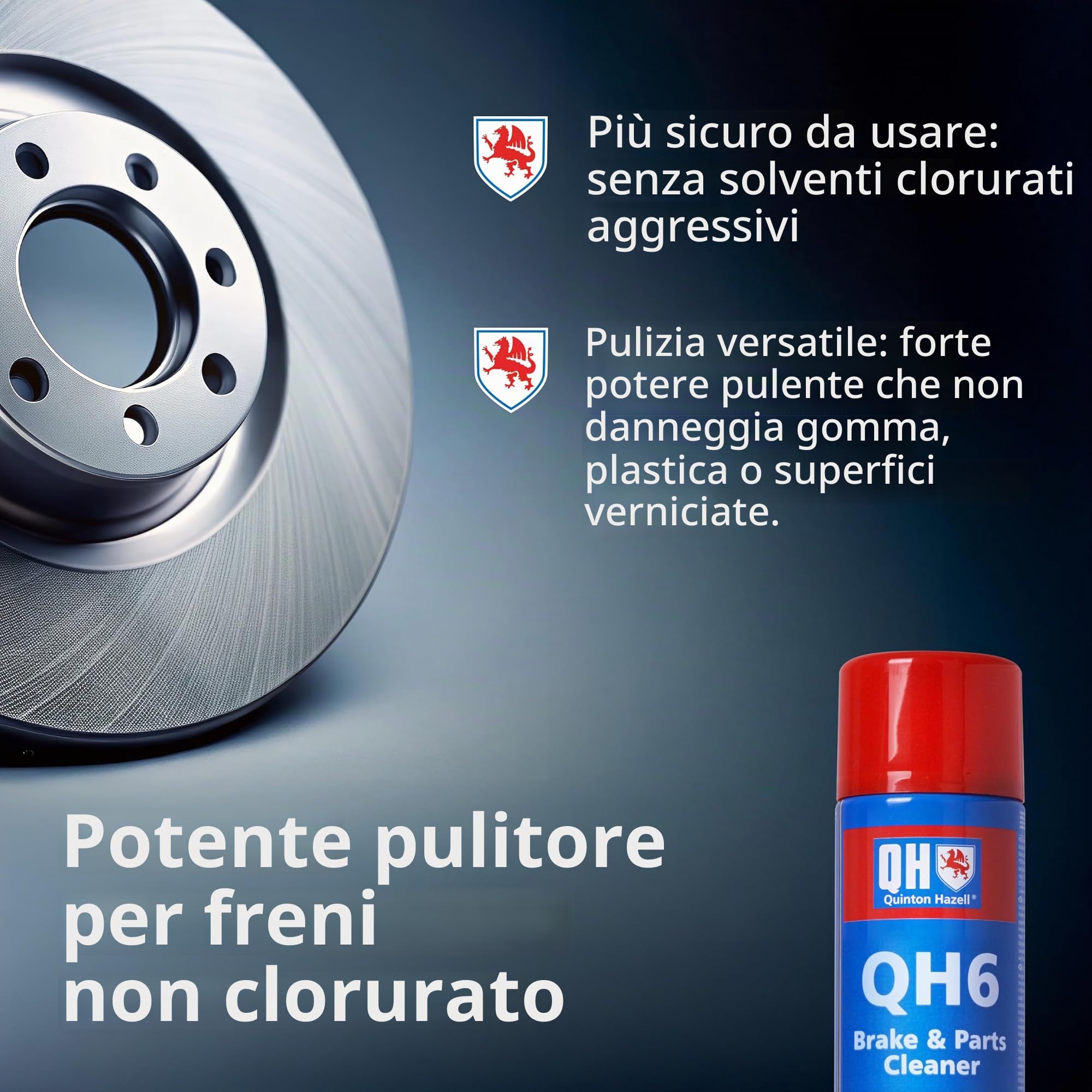 Quinton Hazell QH6 Pulitore Freni e Parti del Sistema Frenante - 600ml - Sgrassatore Potente per Auto Rimuove Olio, Grasso, Polvere e Cera