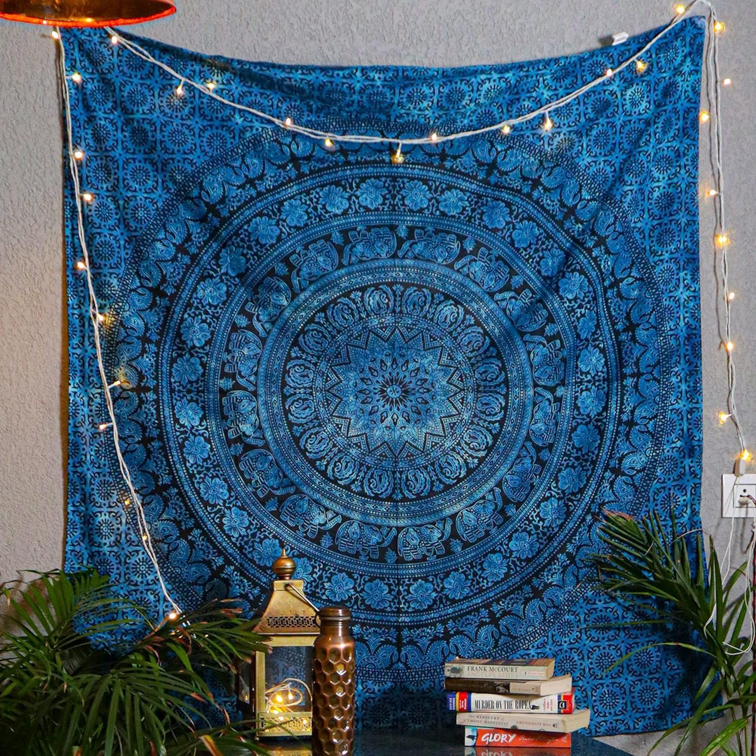 Craft Trade 50x60 Inches Blue Cotton Mandala Ombre Wall Hanging Tapestry-image-24