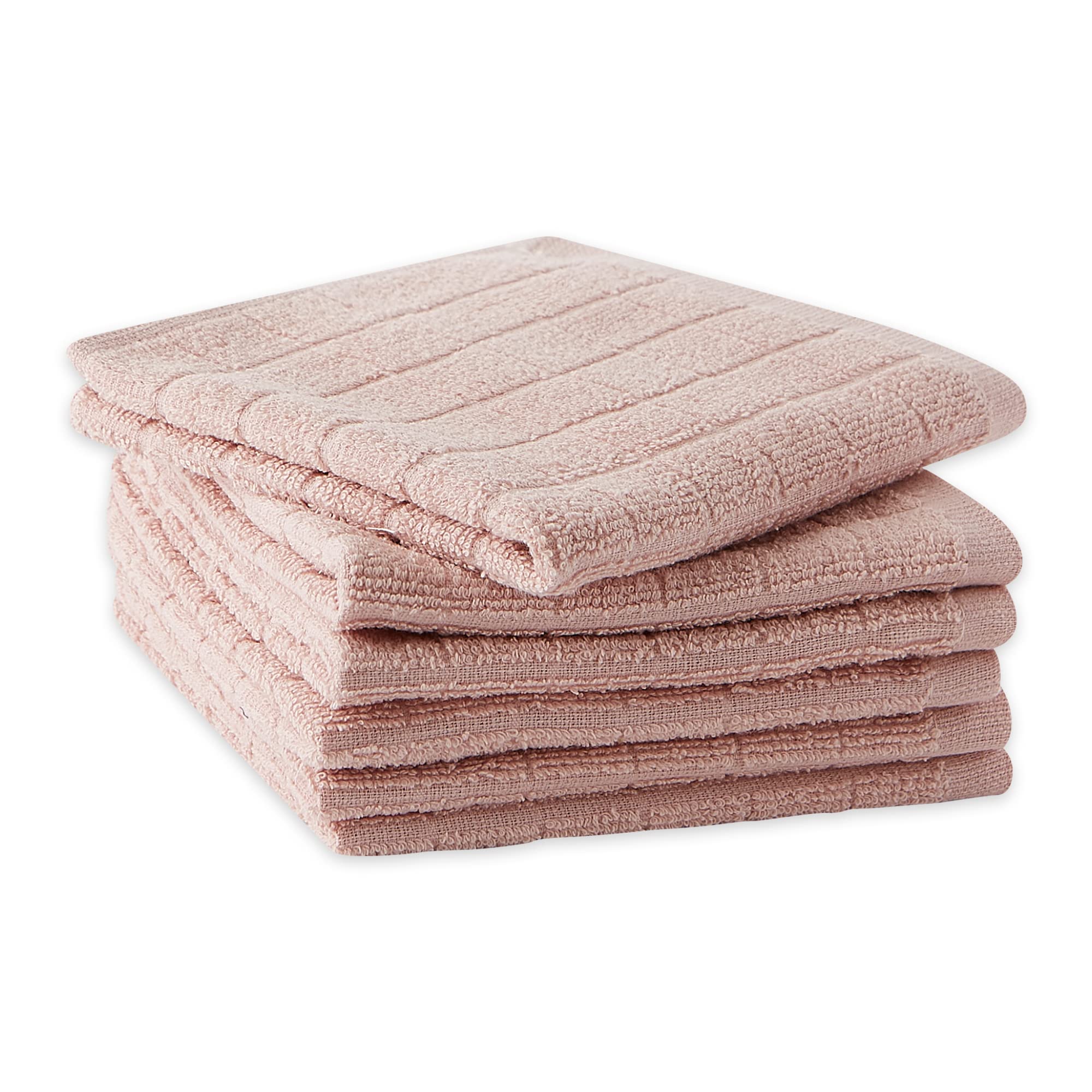 DII Basic Terry Collection Solid Windowpane Dishcloth Set, 12x12, Pale Mauve, 6 Count, 12x12" - Image 2