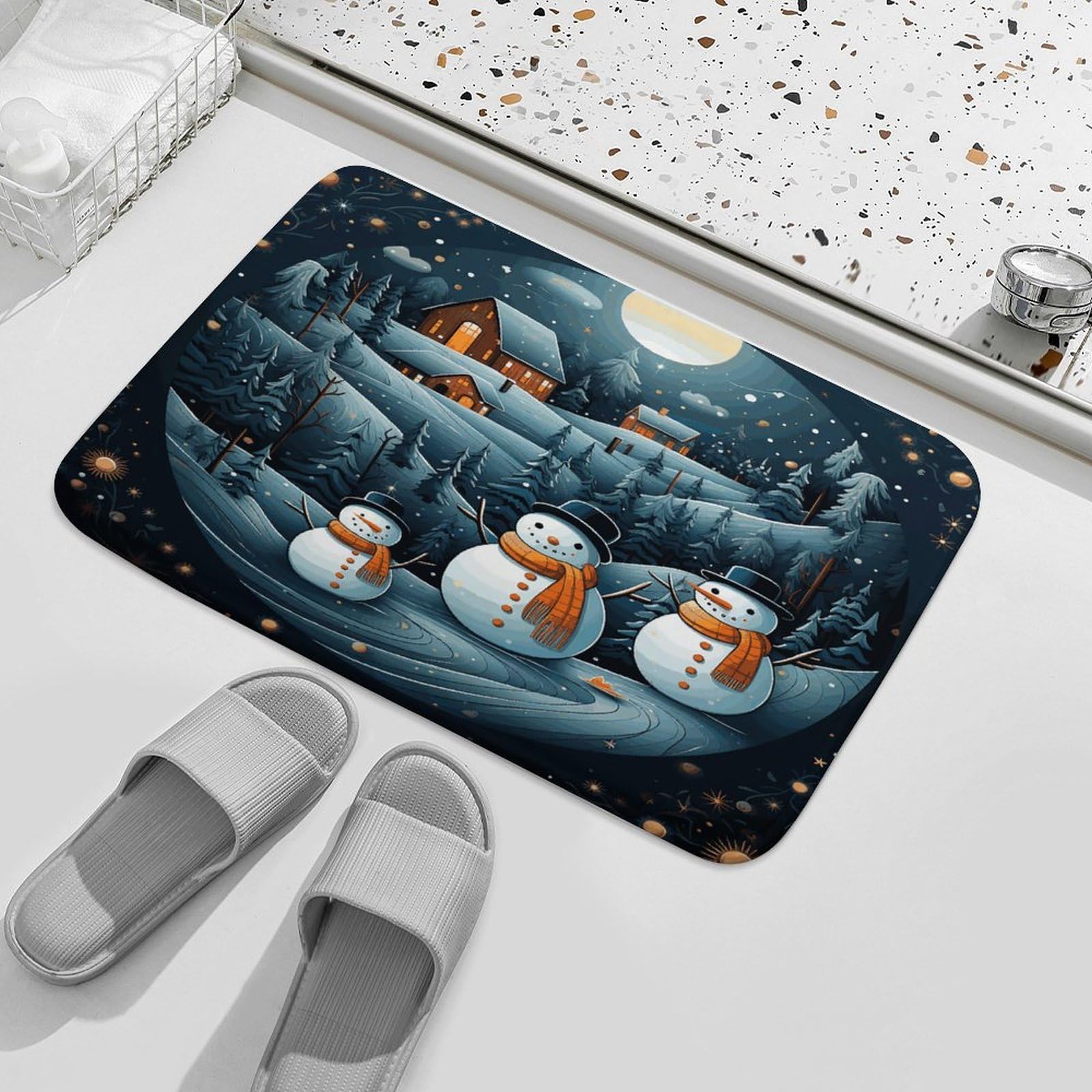Felpudo de bienvenida para interiores y exteriores, antideslizante, para Navidad, Papá Noel, pingüino, para entrada, porche, lavandería, baño, dormitorio, alfombra de 40 cm x 60 cm