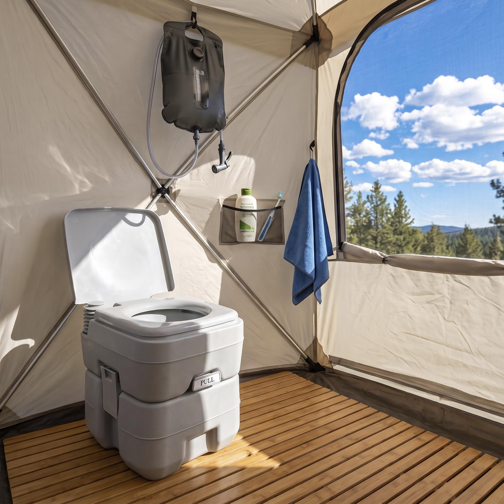 Outsunny Toaleta kempingowa 20L z WC i zbiornikiem spłuk.-ściek. Szary | WC kempingowe, Toaleta sucha do kempingu, wędrówek, podróży, wędkowania, Tworzywo sztuczne