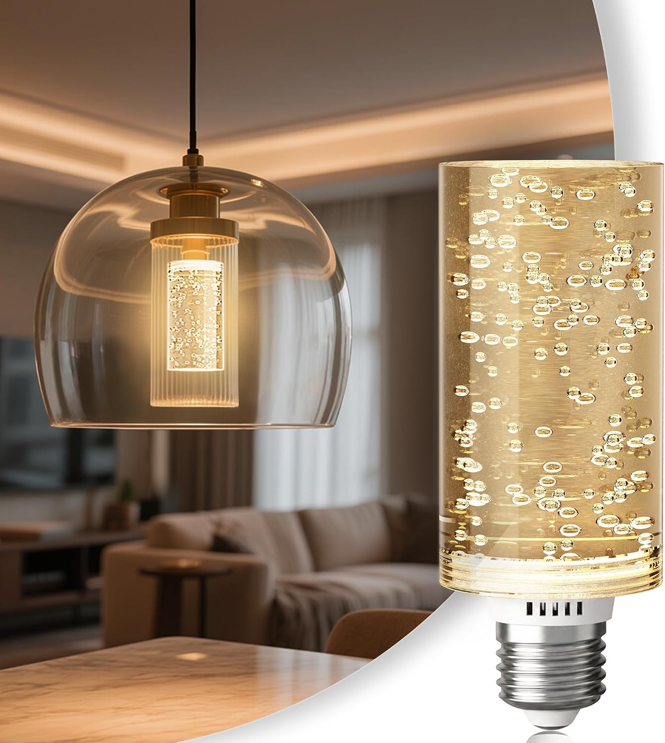 JandCase LED Bulb, 5W, 3000K, 500LM Dimmable E26 Acrylic Bubble Bulb