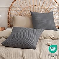 Vista 2 de PHF Funda de almohada 100% algodón con tejido de gofre, 18 x 18 pulgadas, sin relleno, paquete de 2 elegantes fundas de almohada cuadradas