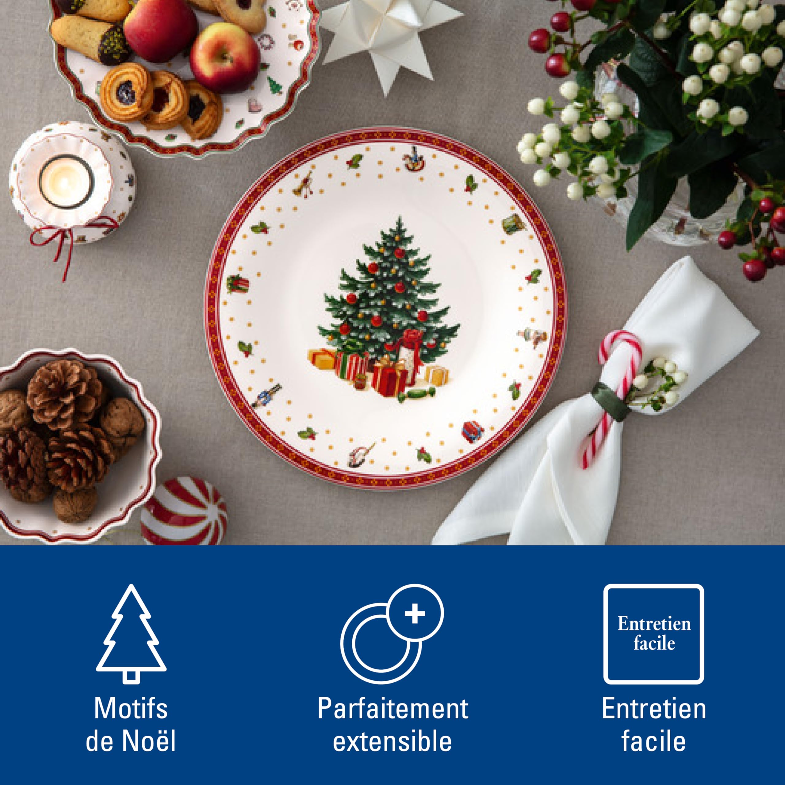 Villeroy & Boch - Toy's Delight Specials Assiette de Présentation Multicolore, Garanti Lave-Vaisselle, Compatible Micro-Ondes, Plateau de Service Noël, Plat à Service, Porcelaine Haut de Gamme