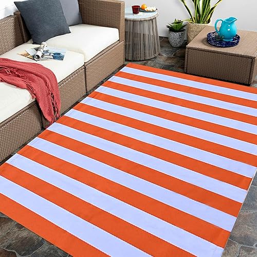 Miniatura 92 de CAINANEL Alfombra de exterior a rayas blancas y negras de 27.5 x 43 pulgadas, tapete de algodón tejido a mano para interiores y exteriores