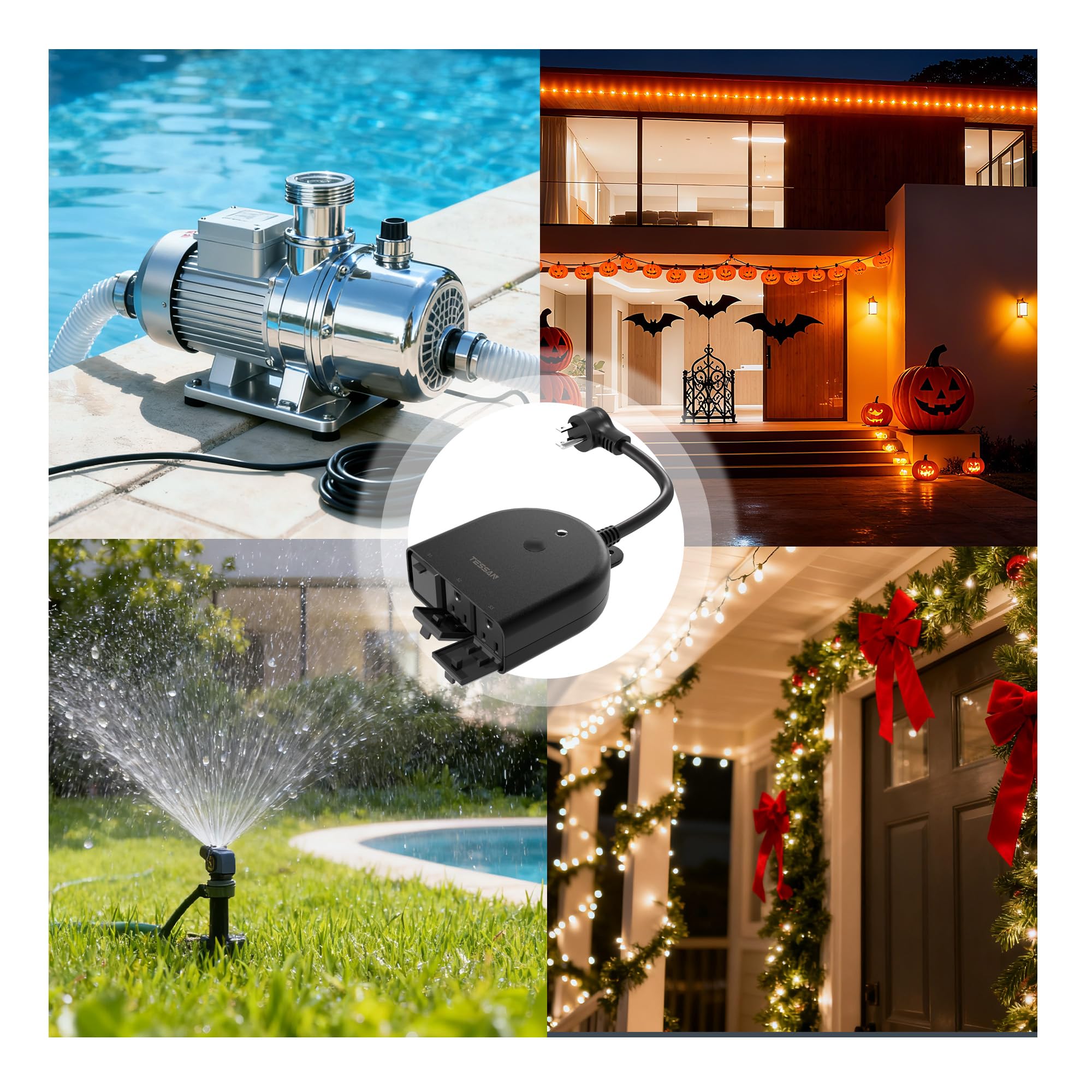 TESSAN Outdoor Smart Plug Waterproof 2 4GHz WiFi Only WiFi Smart Outlet with 3 Individual Sockets Compatible with — view 7