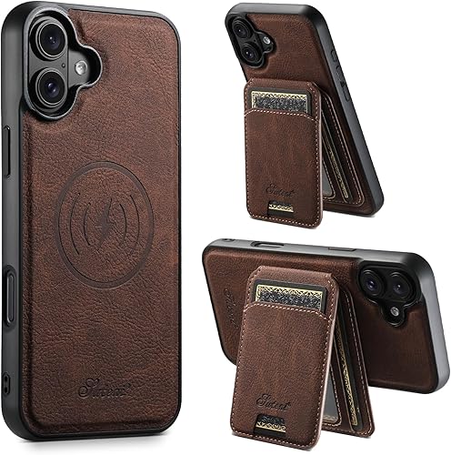 Miniatura 1 de PASNEW Funda para iPhone 17, compatible con Magsafe Wireless Charging Card Holder Wallet Leather Shock Protection Magnetic Hard Shell para mujeres y