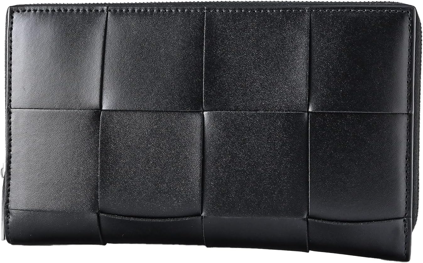 Bottega Veneta 649607 V47V1 8803ロングウォレット、Maxi Intore、Men’s、Women’s、Black、Made in Italy
