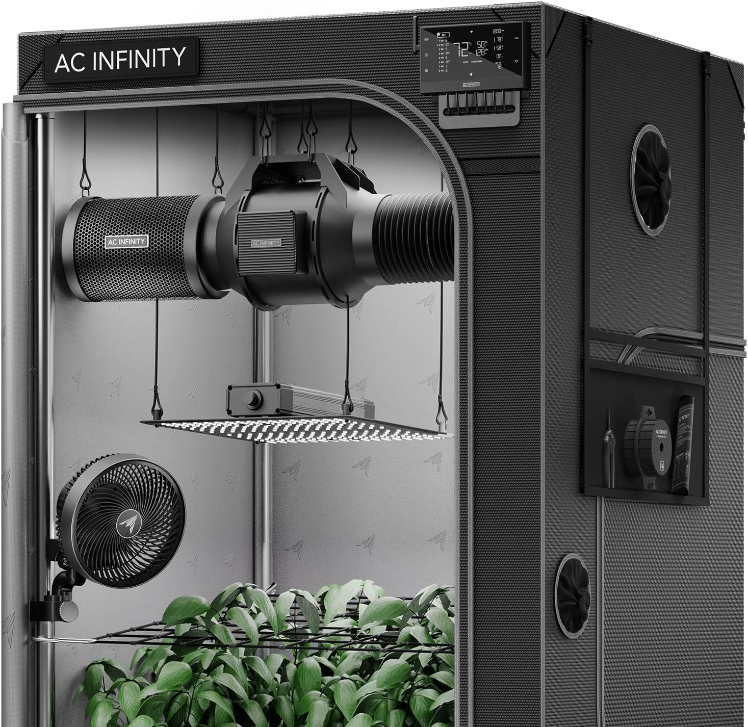 AC Infinity AI Grow System 3x3, 3-Plant Kit w/Self-Learning AI Controller, Dynamic Airflow & LM301H LED Lighting Control, 2000D Mylar Tent w/Lab-Tested Reflectivity, Largest Zippered Window