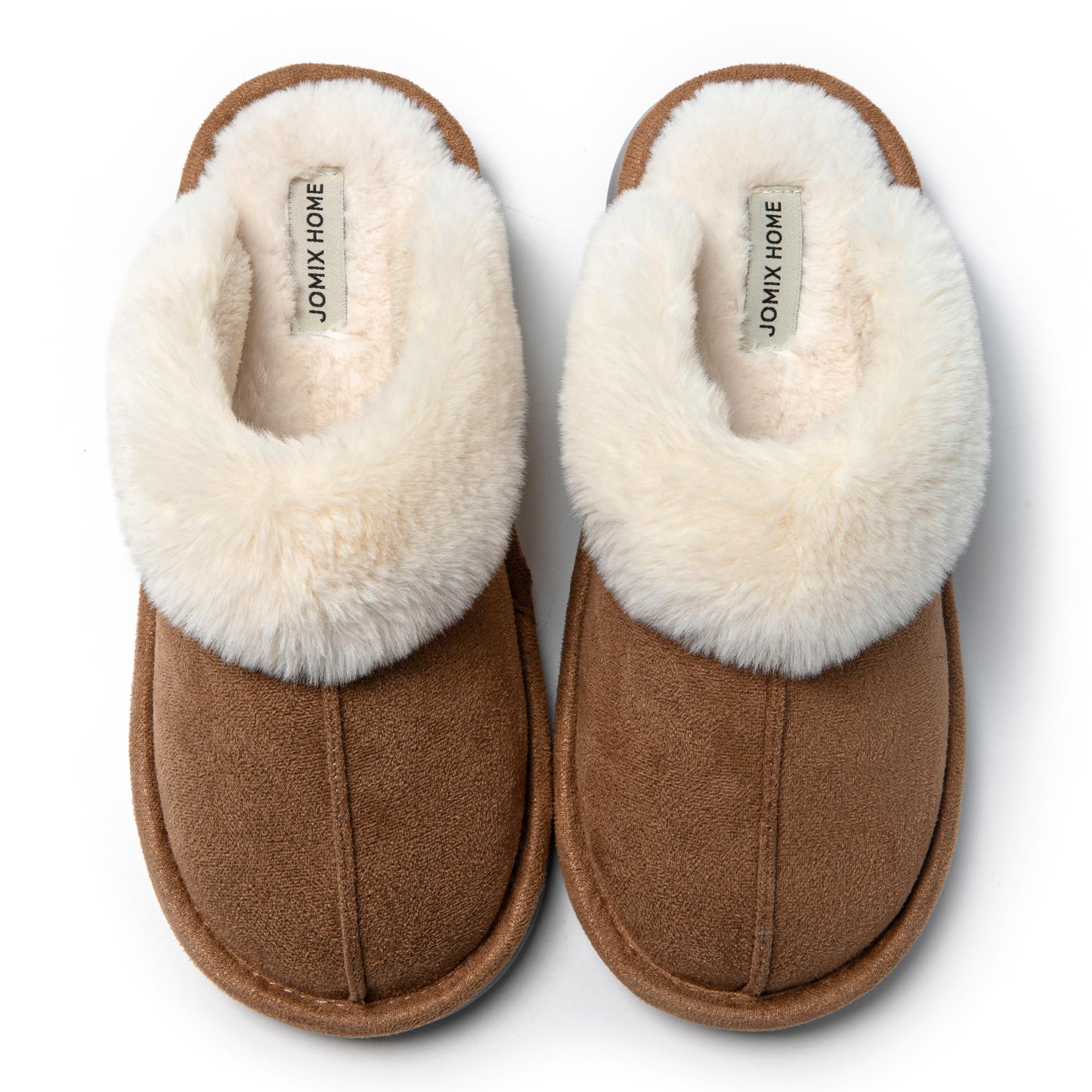 JOMIX Pantofole Donna Invernali Pelose Calde Effetto Camoscio con Fodera in Pelliccia Sintetica Ciabatte Casa Inverno Soletta Morbida Suola TPR Antiscivolo e Silenziosa