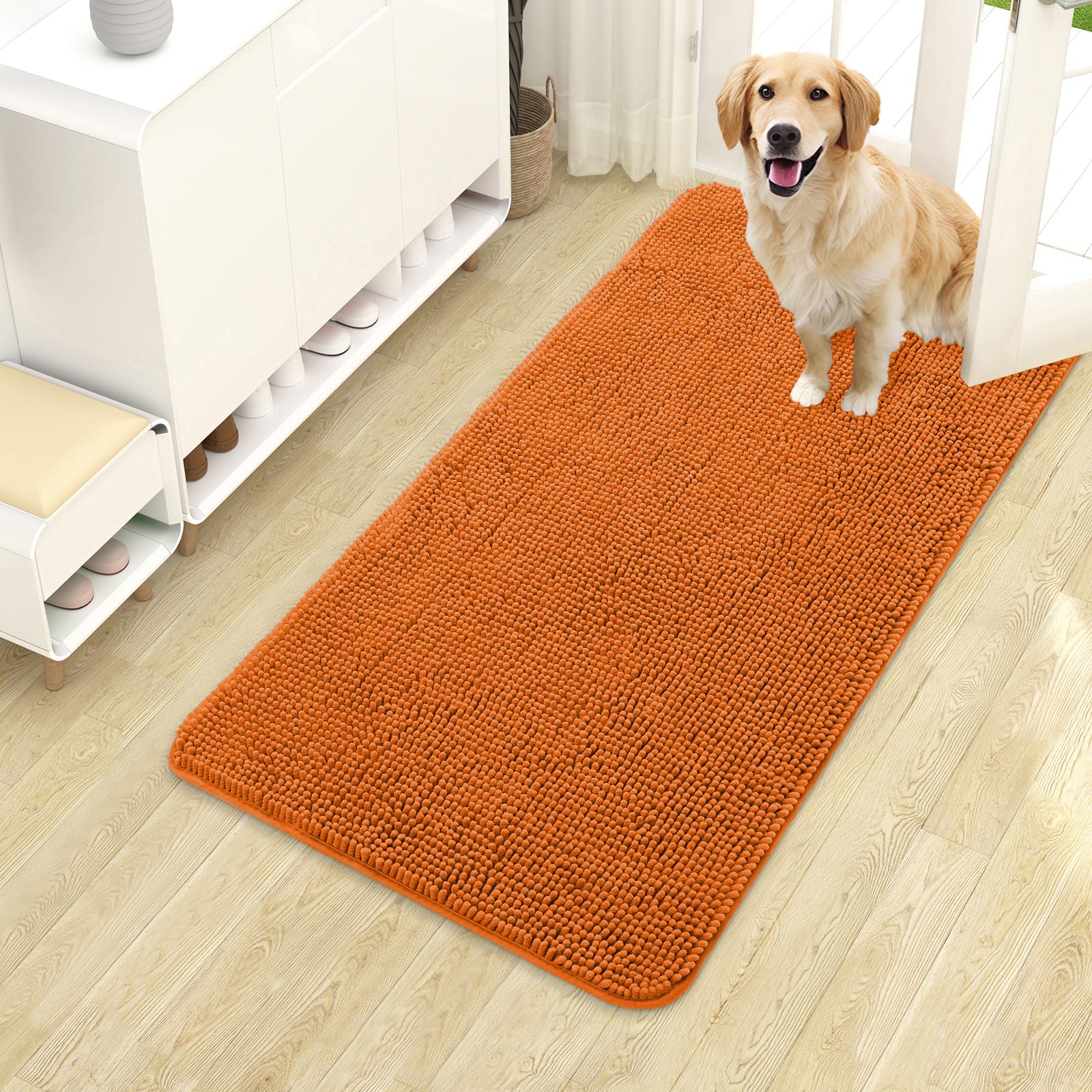 OLANLY Dog Door Mat for Muddy Paws 40x24, Super Absorbent Chenille Mud Mat