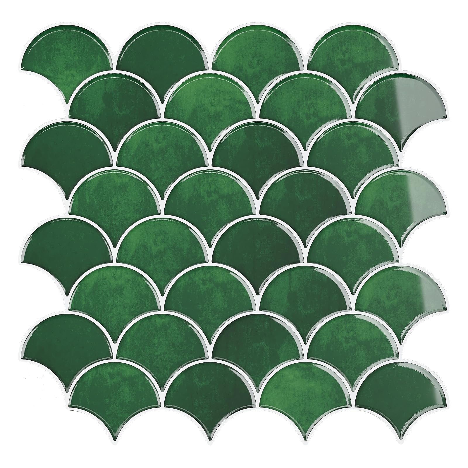 VEELIKE Emerald Green Peel and Stick Tile 12''x12'' 6 Sheets Fish Scale Peel and Stick Backsplash for Kitchen Wall Tiles Self Adhesive Waterproof Back Splash Stick on Tiles for Kitchen Bathroom Renter Box of 6 Tiles