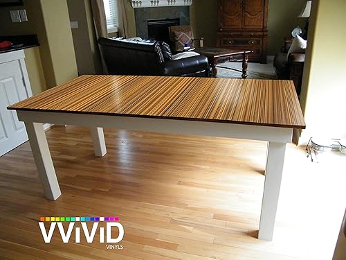 Miniatura 3 de VVIVID Rollo de vinilo texturizado con acabado sintético de madera de arce a rayas, para muebles de oficina en casa, bricolaje, sin ensuciar, fácil