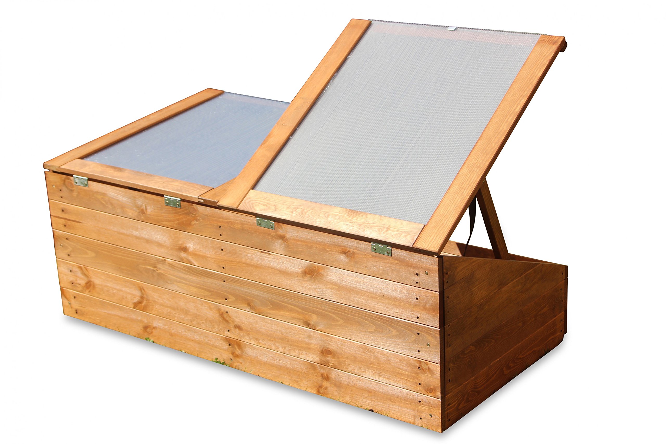 Frühbeet Treibhaus Kräuterbeet aus Holz, L116 x T54 x H42/19 cm