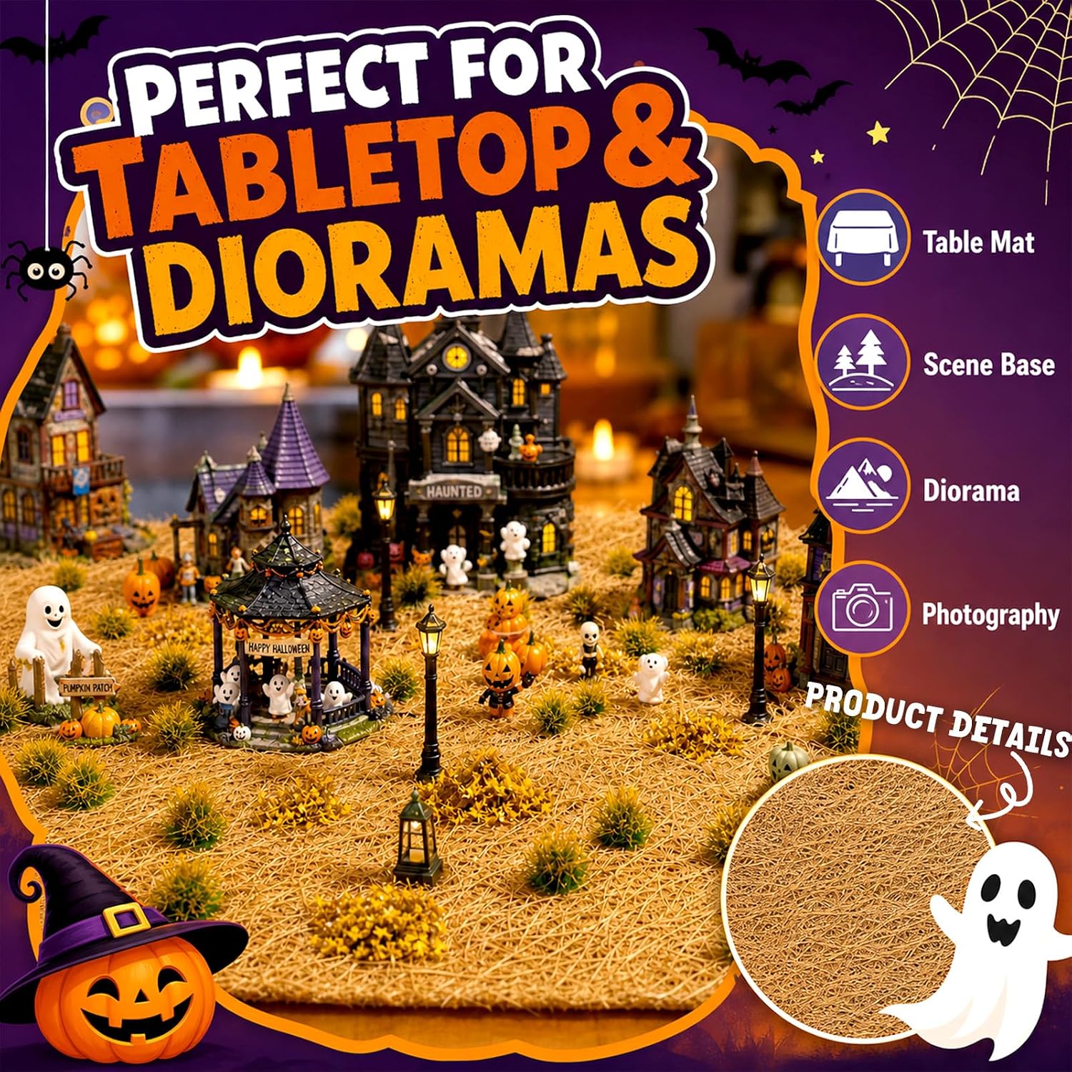 Warmtree 40 x 12 Inch Halloween Village Accessories Mat Mini Leave Set