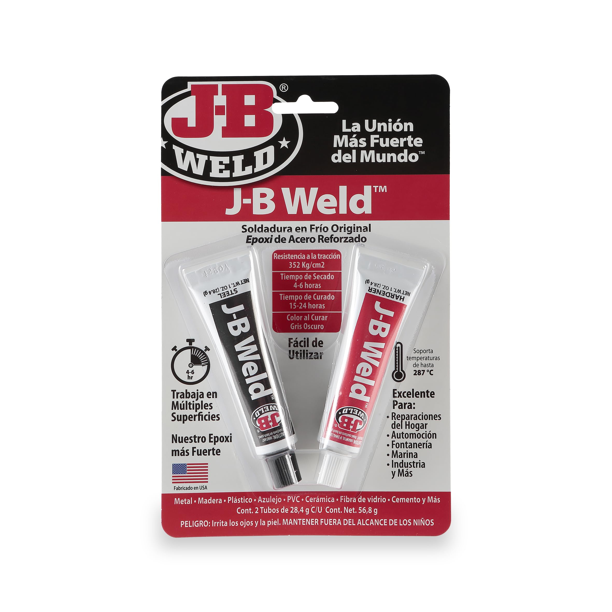 J-B Weld 8265SPA - Soldadura - Acero - Reforzado - Epoxi - Formula fría - Reparaciones - Múltiples Superficies