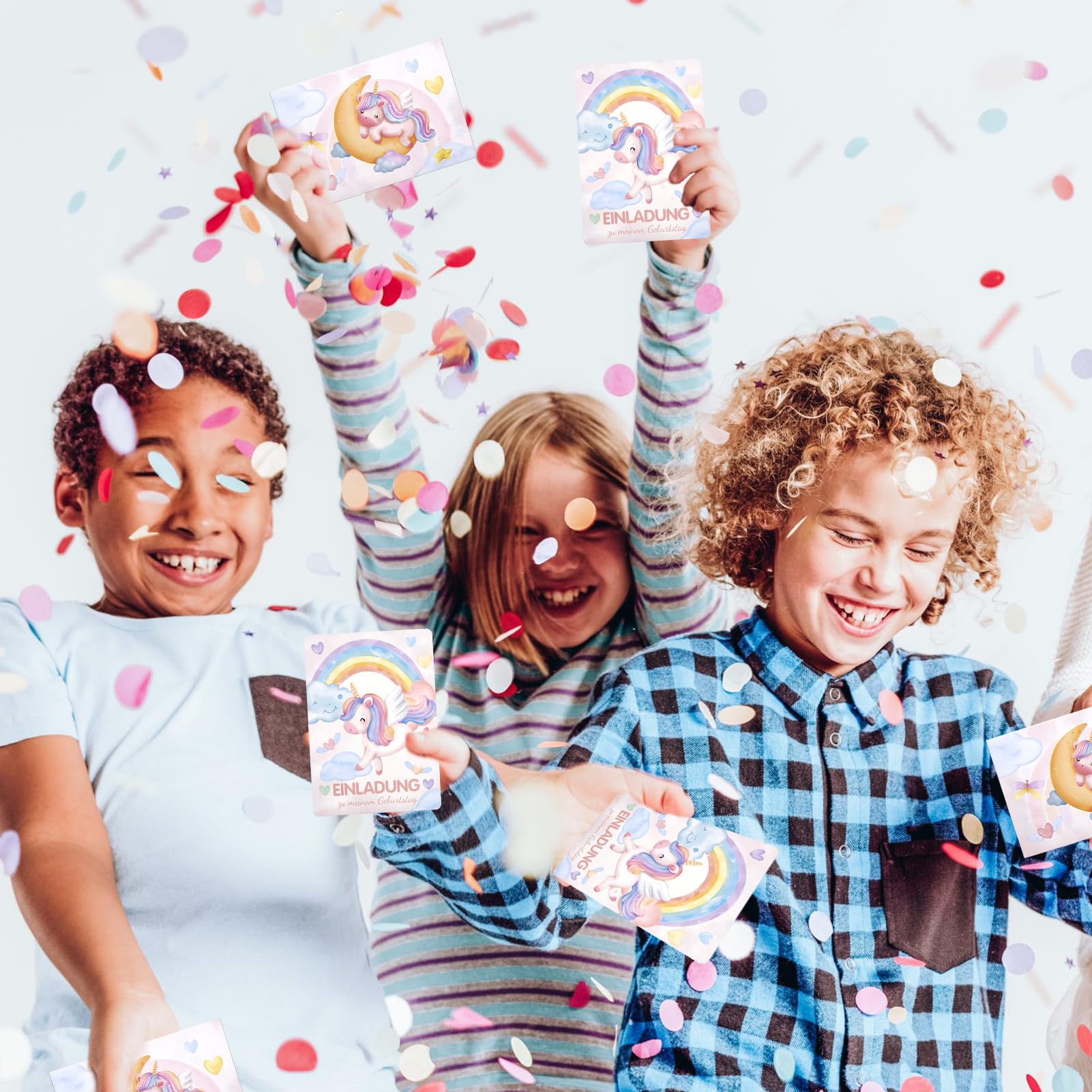 12 x glitter eenhoorn uitnodigingskaarten kinderverjaardag meisjes jongens 12 x enveloppen - de regenboogpartykaarten zijn de eenhoorn-uitnodiging voor meisjes kinderen verjaardag uitnodiging