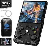 DVJQSN R36MAX Retro Handheld Console: 4" 720x720 IPS, 128GB 22K+ Classic Games, Linux OS, 4000mAh Battery, Black