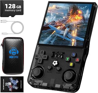 DVJQSN R36MAX Retro Handheld Console: 4" 720x720 IPS, 128GB 22K+ Classic Games, Linux OS, 4000mAh Battery, Black