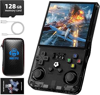 R36MAX - Consola de juegos de mano retro, pantalla IPS de 4.0 pulgadas 720 x 720, juego clásico integrado, sistema Linux portátil de código abierto, batería de 4000 mAh consola de juegos retro (negro