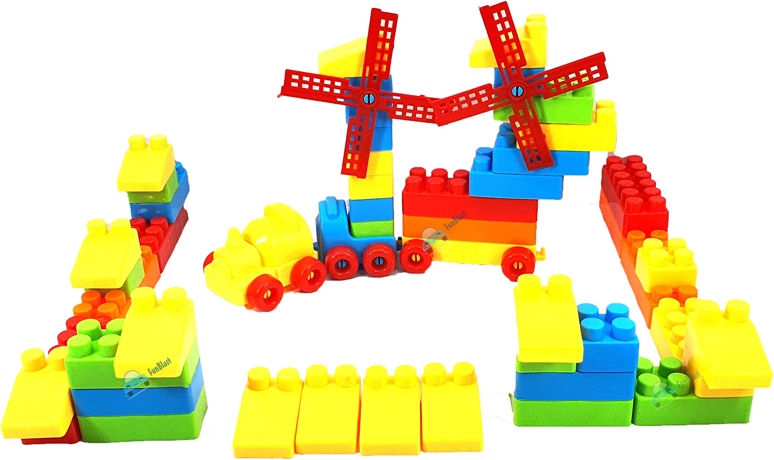 FunBlast DIY Building Blocks for Kids - 48 Pcs (Multicolor) - Ages 3-6 - Interlocking Toy Building Block Set