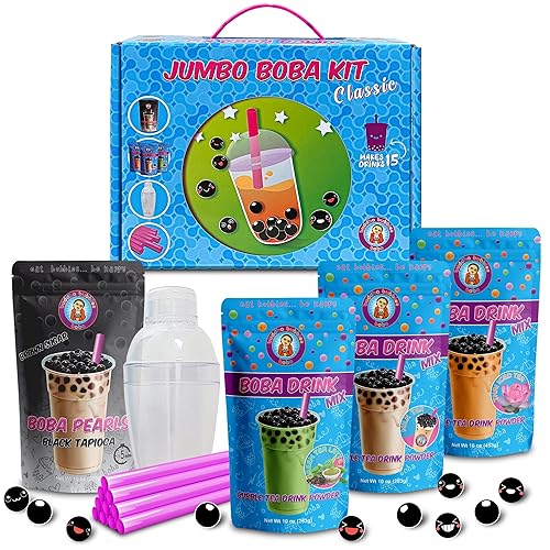 Kit de té para Boba Bubble más de 30 bebidas, hazlo tú mismo con té verde latte, taro y melaza