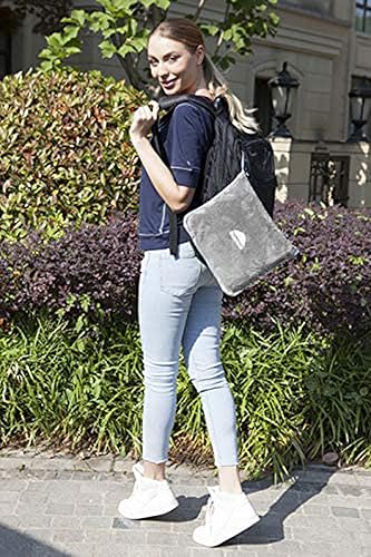 Miniatura 7 de BlueHills Manta de viaje suave de alta calidad, manta de vuelo de avión, funda de almohada con cinturón de equipaje y clip para mochila, paquete