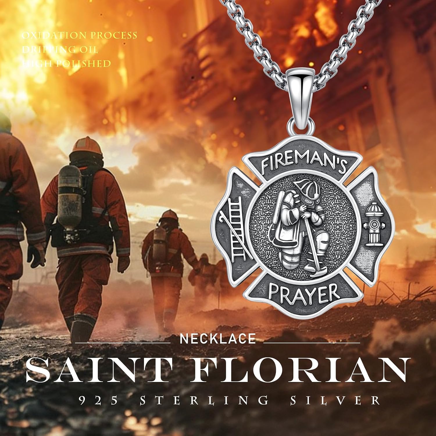 Silver/14K Gold Patron Saint Medal Amulet Necklace for Men Women