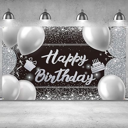 Amazon Lovedomi 10x7ft お誕生日おめでとうシルバースパンコールブラック背景シルバーグレーバルーン写真背景写真スタジオブース背景家族の誕生日誕生日パーティー写真スタジオビニール素材 Lovedomi 家電 カメラ