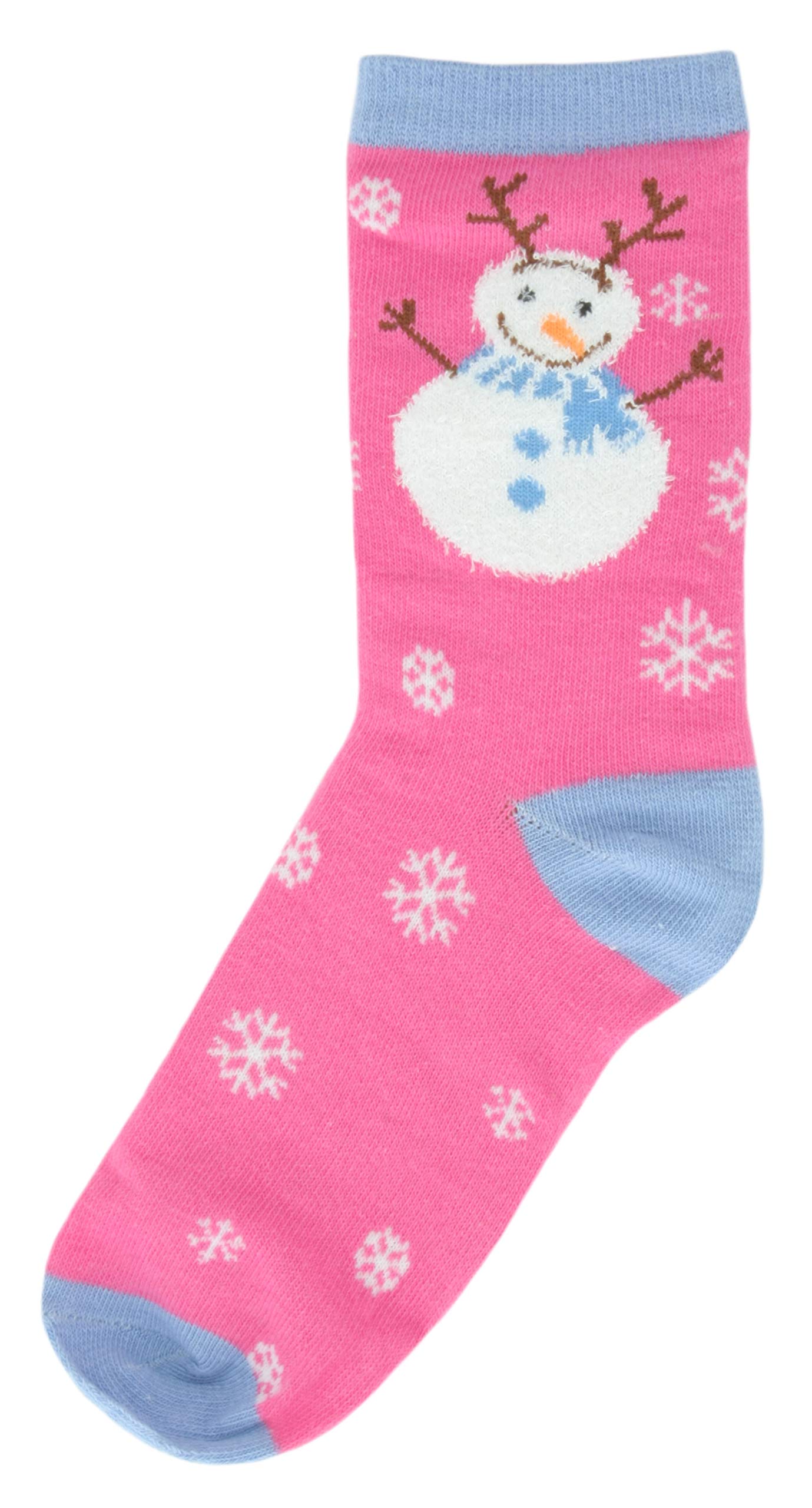 Rjm Pink Snowman. Kids Cotton Rich Christmas Socks Pink Snowman 4-6