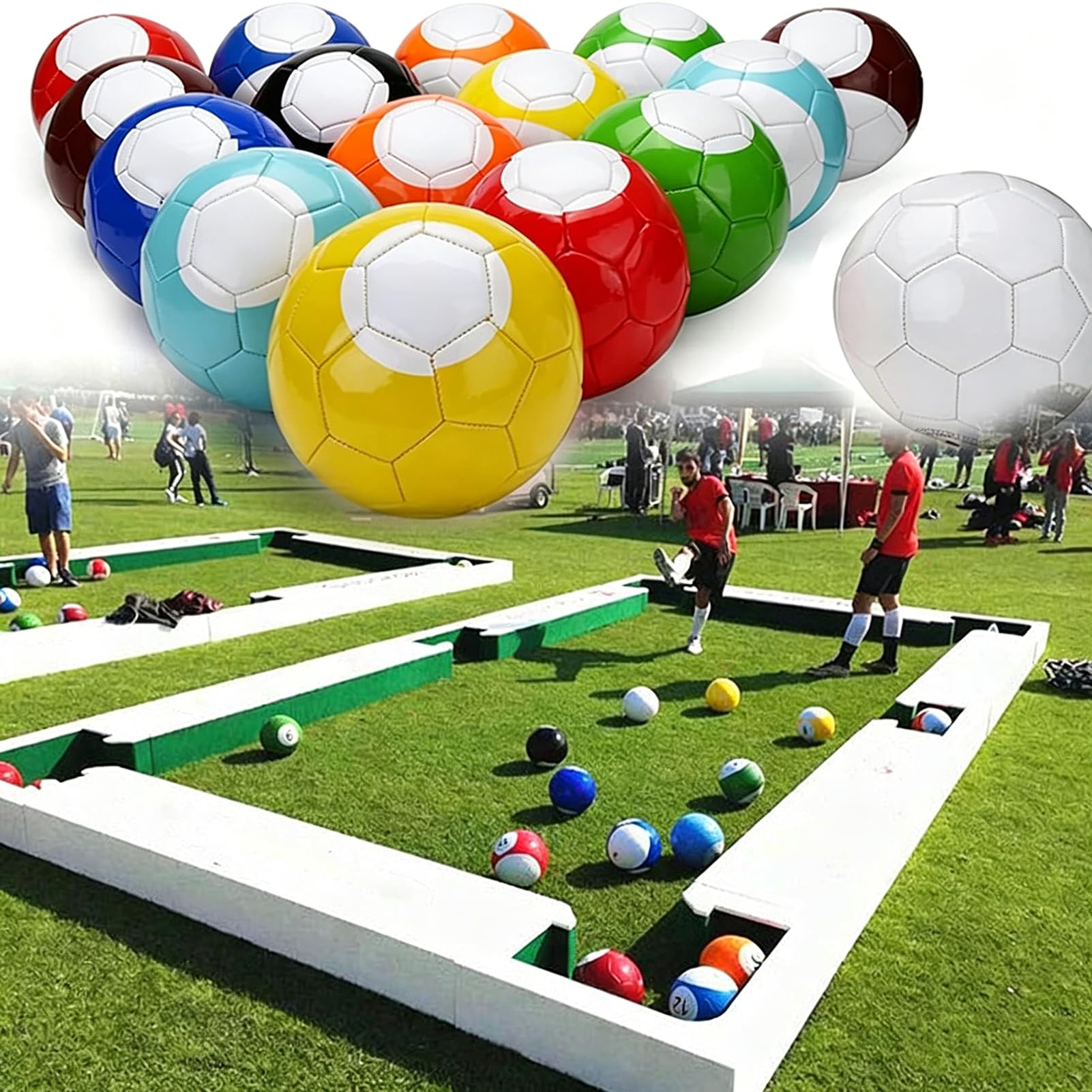 Familien-Spaß Billard-Spielset - 16 Stück Leder-Fußball-Billard-Kickbälle, Fußball-Snooker-Kugeln für Indoor- und Outdoor-Tischspiel