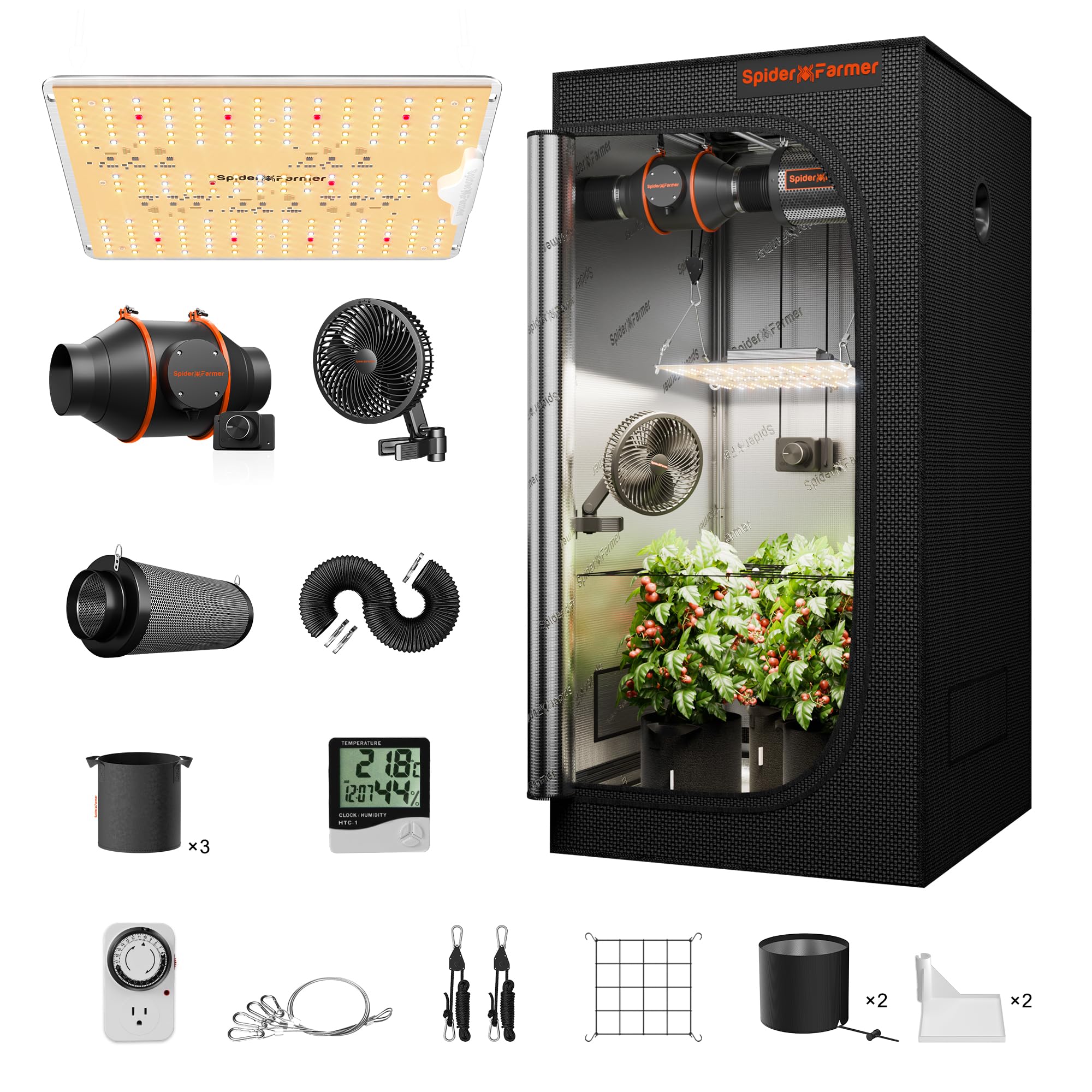 Tente De Culture Complète Avec LED – Kit Jardinage Intérieur | Tente Croissance Plantes Filtre Charbon - 14