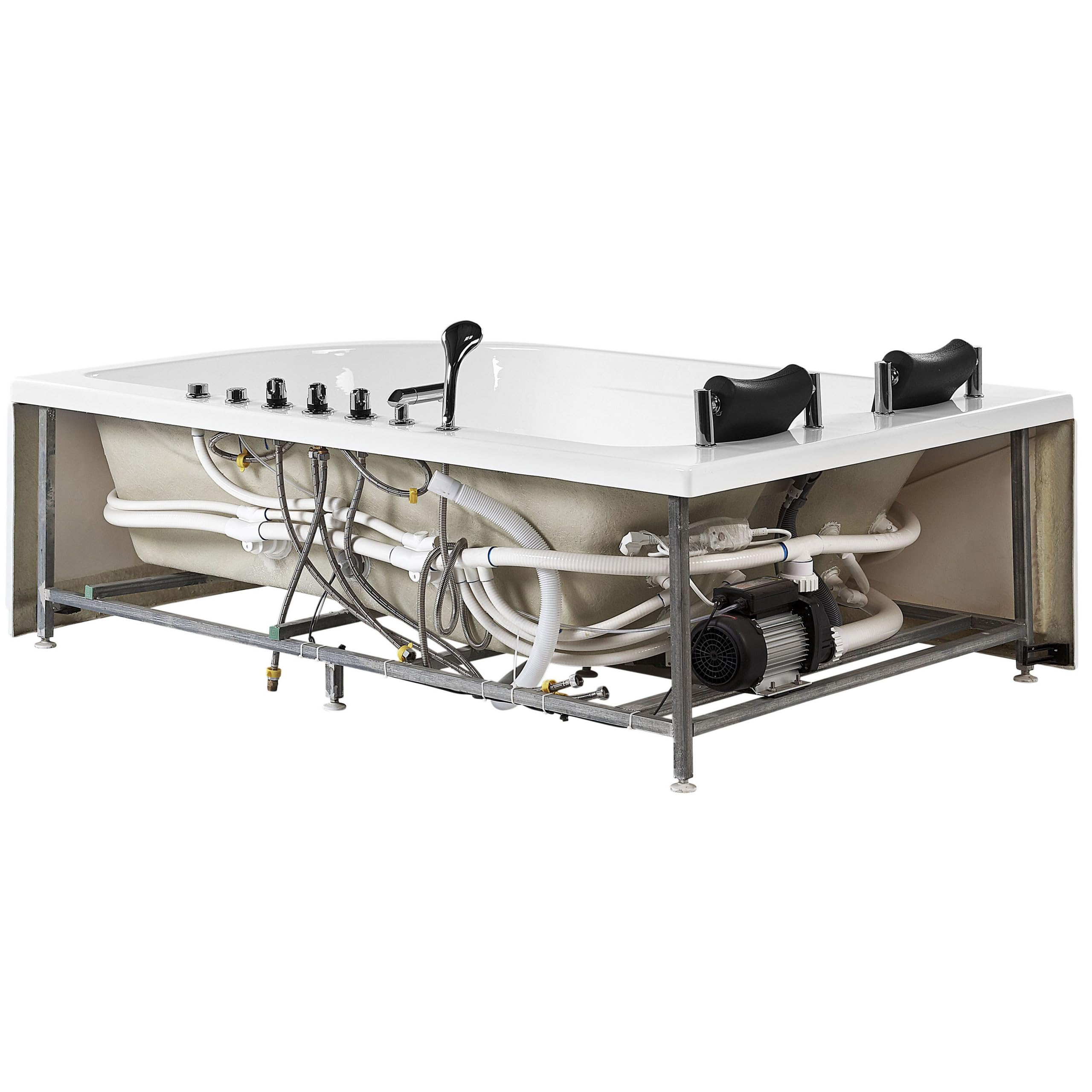 Baignoire Balnéo d'Angle à Droite en Acrylique avec Fonction Massante 2 Appui-têtes et Éclairage LED Votre Bain à Remous et SPA à Domicile Beliani
