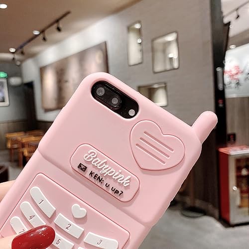 Miniatura 4 de Wifantien Funda retro 3D para iPhone XiPhone Xs de 5.8 pulgadas, diseño de dibujos animados 3D, lindo kawaii, color rosa, forma de teléfono retro,