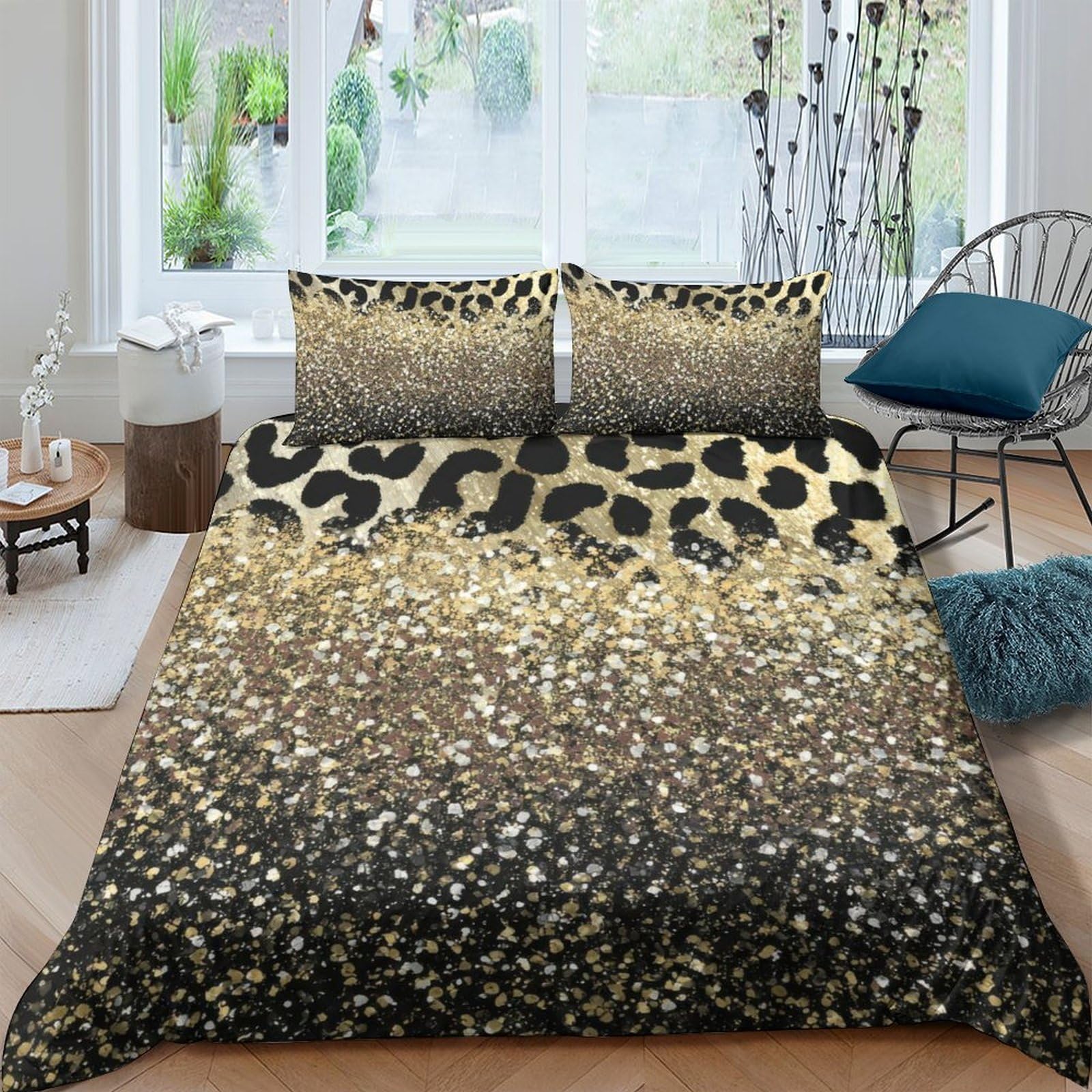 Ctjqhvkz Style-2 3D Printed Leopard Gradient Fitted Sheet Microfiber Soft Anti-Slip Cheetah Pattern Mattress Cover Bedroom Decor Single（135X200cm）