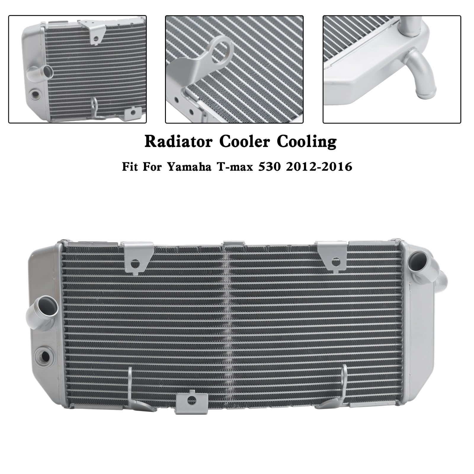 Topteng Aluminum Radiator Cooler Adatto per Yamaha TMAX530 T-Max 530 2012-2016 Silver