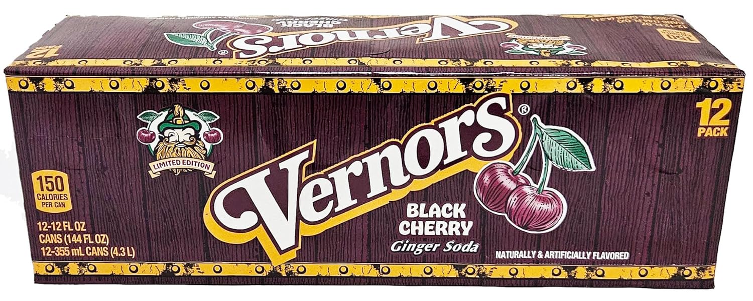 Vernors Black Cherry Ginger Ale Soda, 12oz Cans, 12-Pack Fridge Pack - Detroit Michigan Limited Edition
