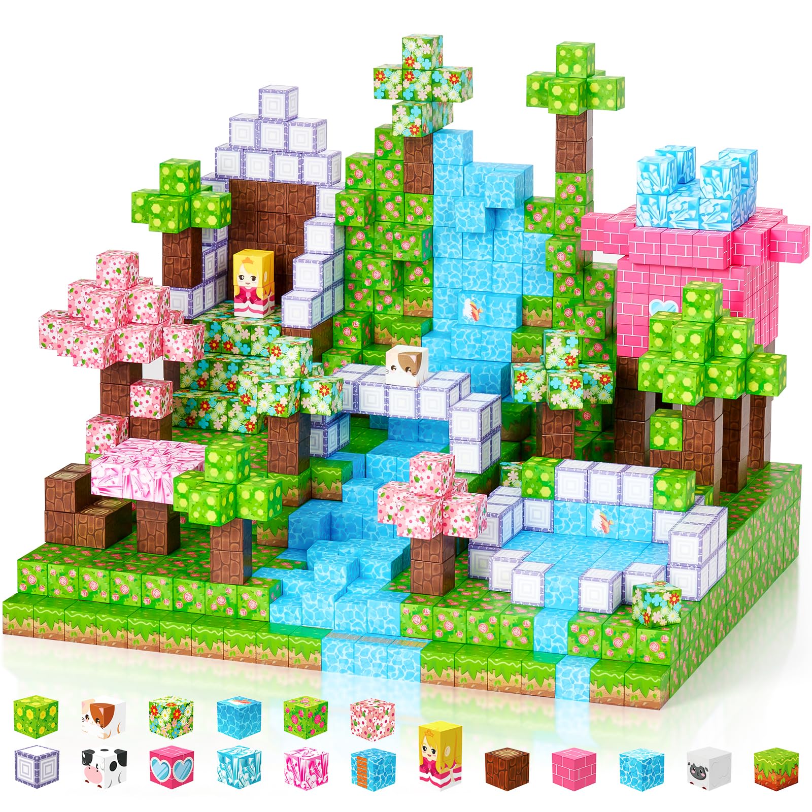 Coolzon 154PCS Magnetic Blocks, Magnetic Building Blocks for Kids, Green