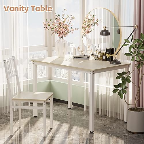 Miniatura 4 de Teraves Juego de mesa de comedor/escritorio de computadora, mesa de cocina con 2 sillas y un banco, juego de mesa y sillas de 4 piezas para comedor