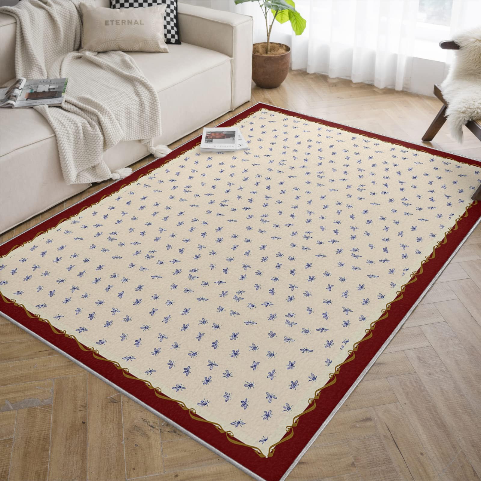 Tapis minimaliste abstrait Little Bee 60x120cm aux finitions soignées