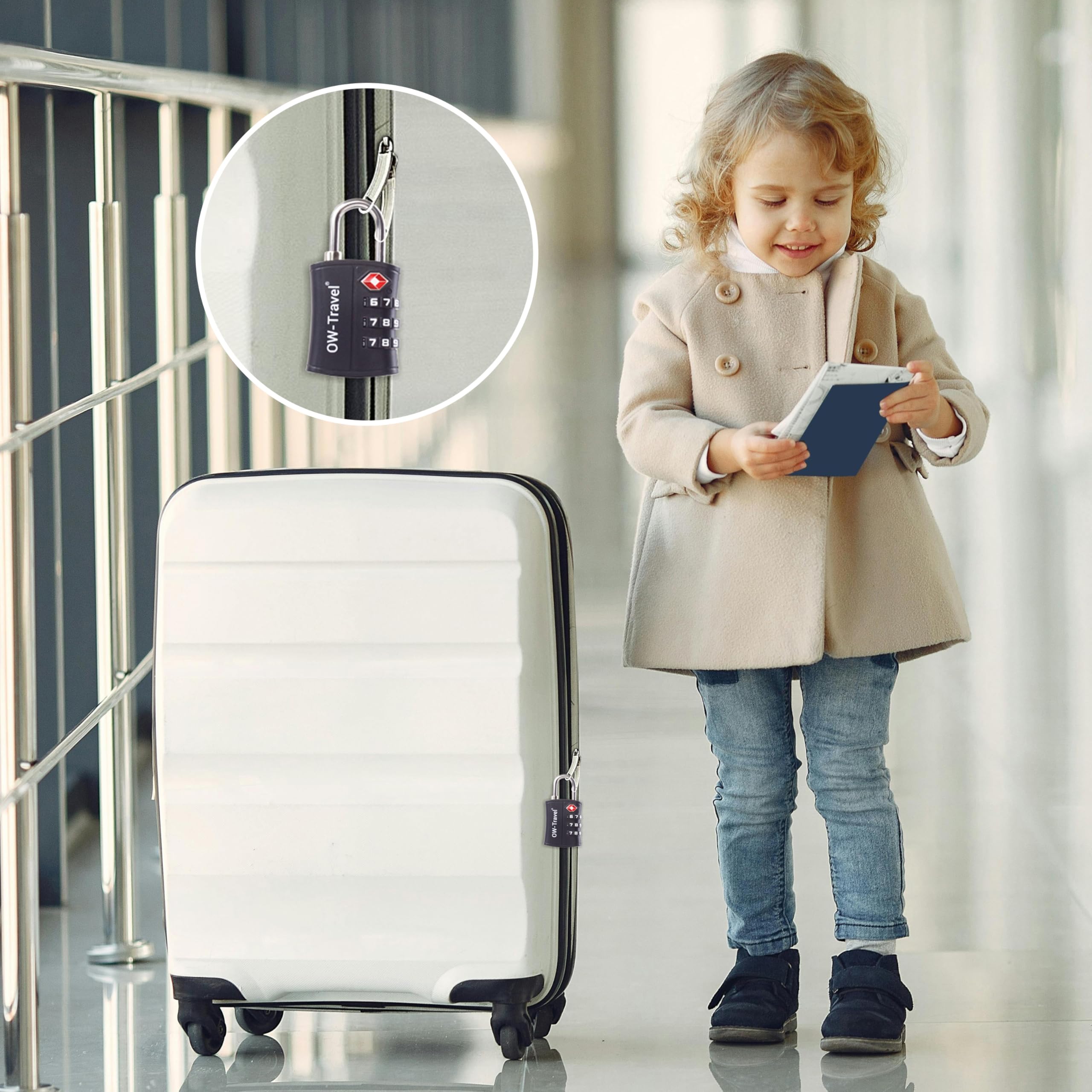 OW-Travel Zamki do Walizek (Zestaw 1 Czarnych) Kłódka TSa z Plastiku ABS z Szyfrem. TSA Combination Lock 3 Cyfrowe Kłódki Walizkowe. Zamek Szyfrowy Do Walizki Plecak Bagaż Szafek na Siłownię