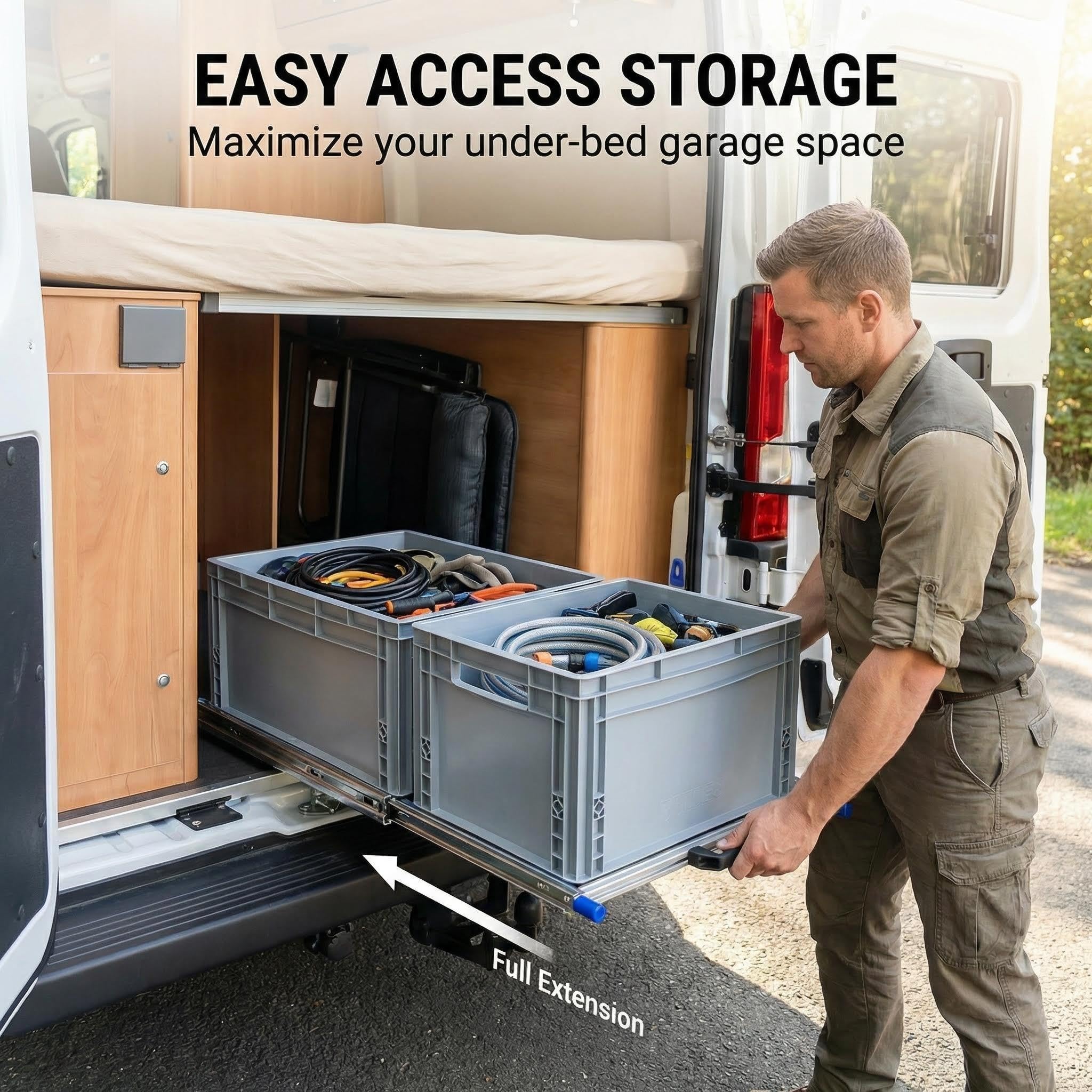 Box truck rear drawer 1200x400mm heavy-duty sliding rail support for camper van, aluminum shelf system for RV trunk, compatible with Eurobox, for ducato, fait camper van modification accessories
