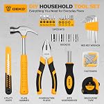 DEKOPRO 94 Piece Tool Set Household DIY Tool Kit for Men with Storage Toolbox, Small Basic Hand Tool Box Set for Home Repair, DIY, Apartment, Office, Orange