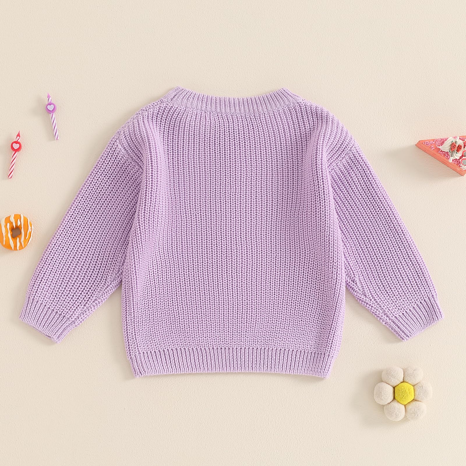 LYSINK Maglione per il primo compleanno della neonata con ricamo a forma di lettera floreale a costine pullover a maniche lunghe girocollo caldo maglieria