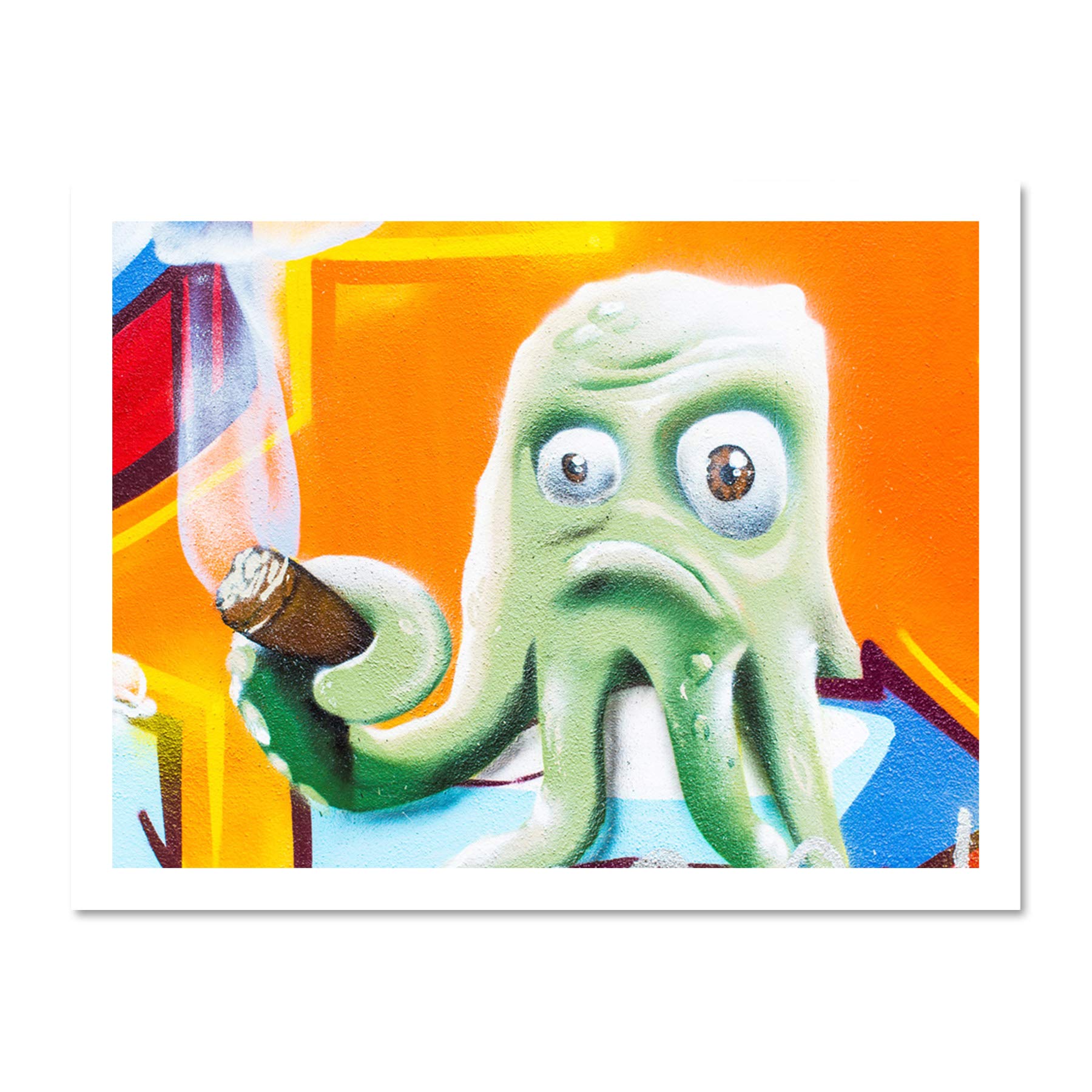 Graffiti Octopus Smoking Cigar Large Framed Art Print Poster Wall Decor 18x24 inch