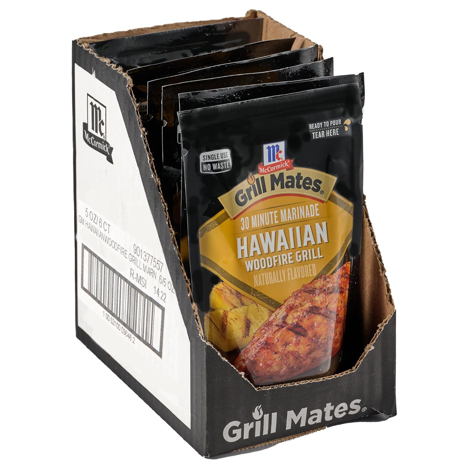 McCormick Grill Mates Hawaiian Woodfire Grill 30-Minute Marinade, 5 oz Pack of 6 - Sweet Soy Pineapple Flavor for Pork, Chicken, Shrimp