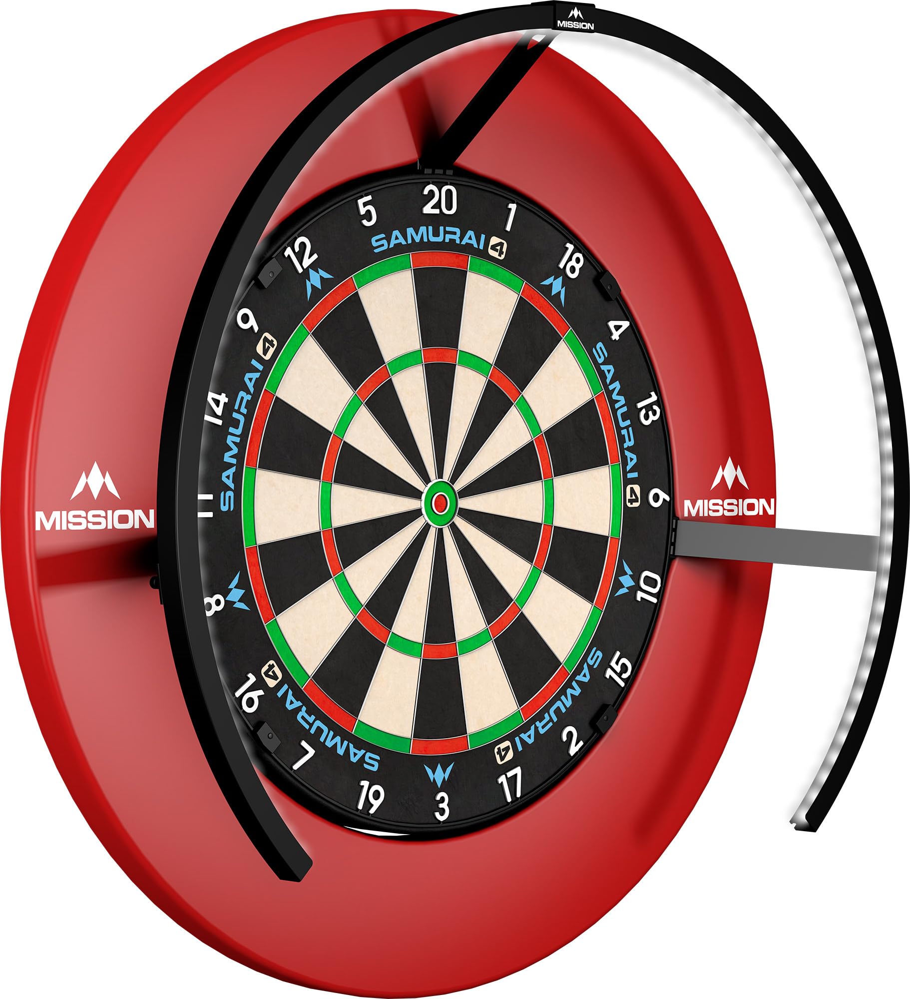 Mission Darts TOR270 Torus 270 | Dartscheibe LED Beleuchtungssystem mit leicht zugänglichem Bereich für uneingeschränktes Spielen, sandgestrahlt schwarz
